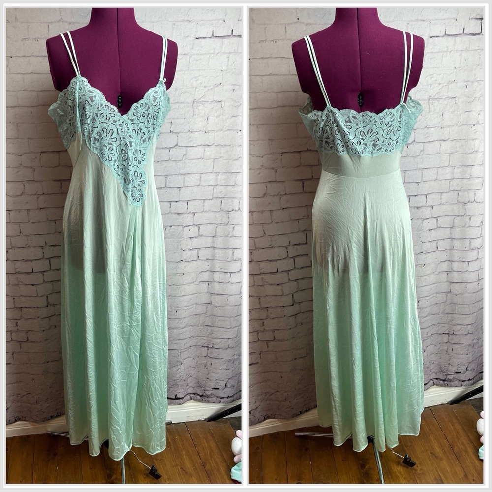 Rosa & co size large vintage long nightgown slip dress light blue green